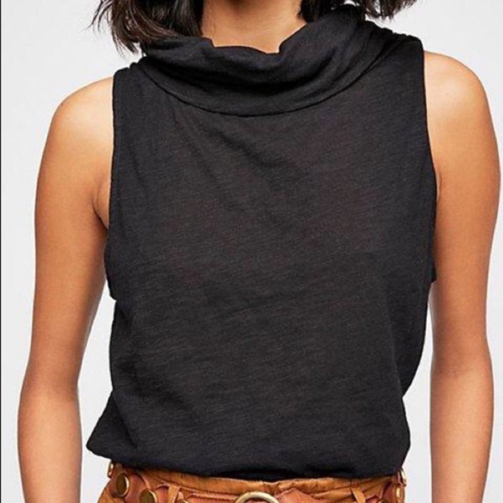 Free People Cowl Neck Sleeveless Black Tank